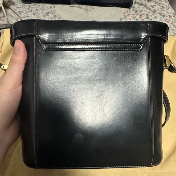 Black Leather Men's Bag with Gold Accents - Picture 5 of 11